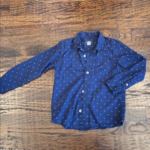 Navy Blue Button-Up Shirt with White Patterns